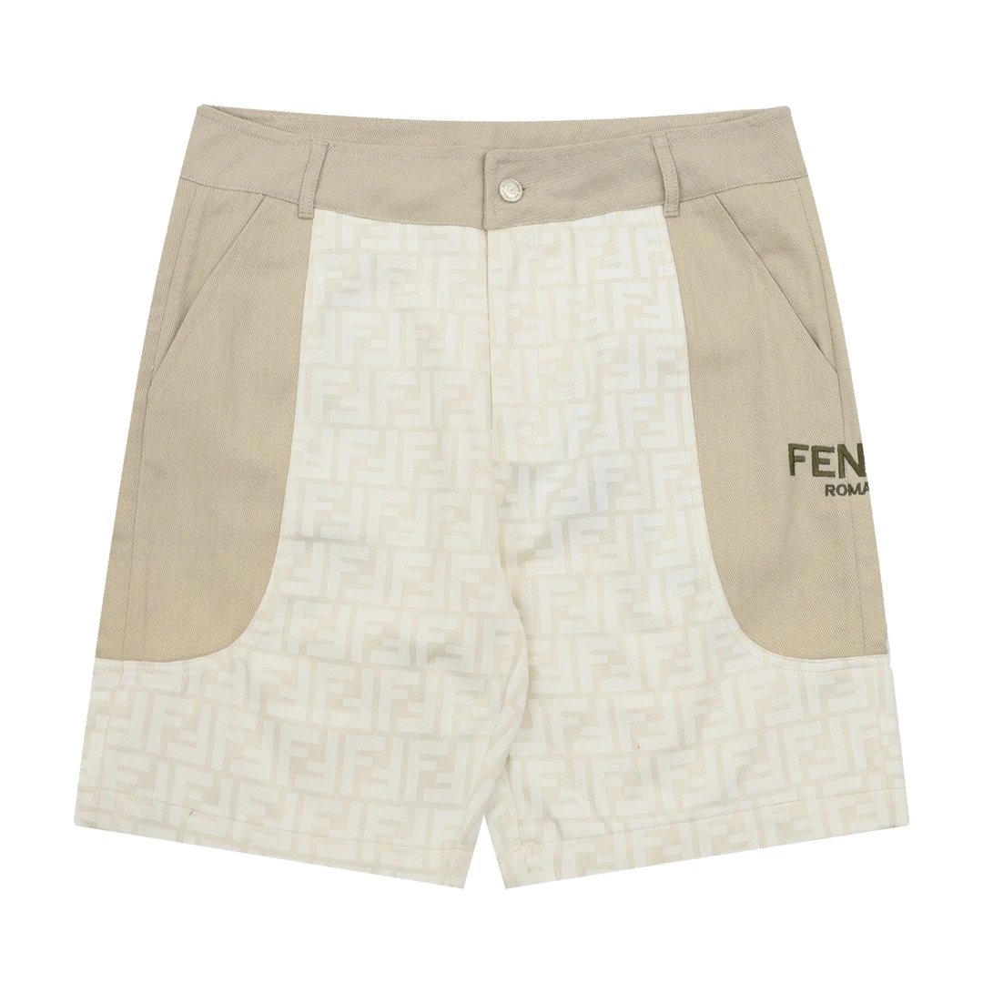 FENDl Shorts Full Print Double F Letter Printing logo Five-point Shorts25ss New Drawstring Casual Summer Pants American Style5Two-in-One Casual Sweatpants for Men and Women, Pure Cotton Joggers