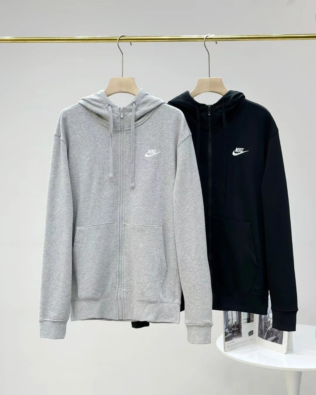 Nike Jackets Coat Men's Sweater Autumn and Winter Leisure Sports Knitted Top Couple Hooded Loose Jacket