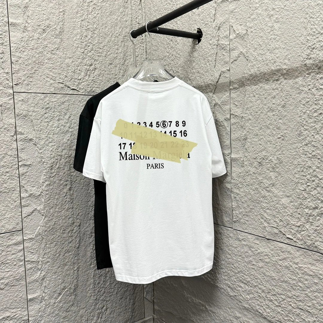 Maison Margiela T-shirt Back Tape Print Round Neck Short Sleeve Pure Cotton T T-shirt ins Unisex Simple Summer New Casual Base Shirt T-Shirt