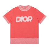 Dior T-shirt Chest Letter Knit logo round Neck Short Sleeve25ss New Pure Cotton Unisex Style T Casual T-Shirt Base Layer Shirt OS Loose Fit Half Sleeve Top Plus Size