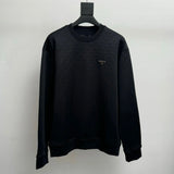 PRADA Hoodie Metal Triangle Mark Diamond-Shaped Dark Printed round Neck Sweater Casual Loose Pullover Sports Coat os Unisex Style24ss Autumn and Winter New Products