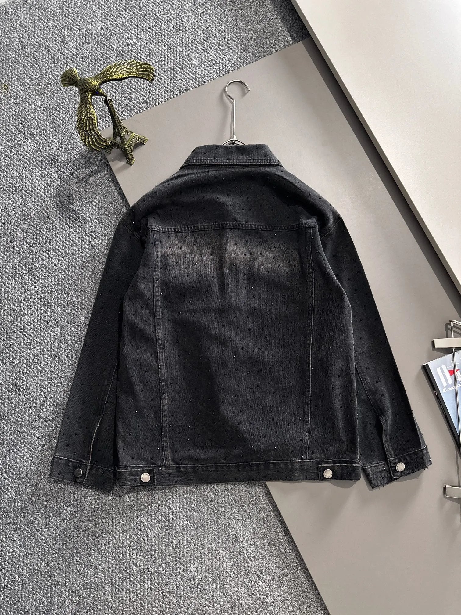 Balenciaga Jackets Full Brick Denim Jacket Fashion Simple Heavy Casual Short Denim Unisex Washed Vintage Turn-down Collar Jacket