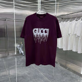 Gucci T-shirt Unique Letter Print on Chest logo round Neck Short Sleeve25ss New Pure Cotton Unisex Style T T-shirt OS Loose Fit Base Shirt Top Half Sleeve T-Shirt