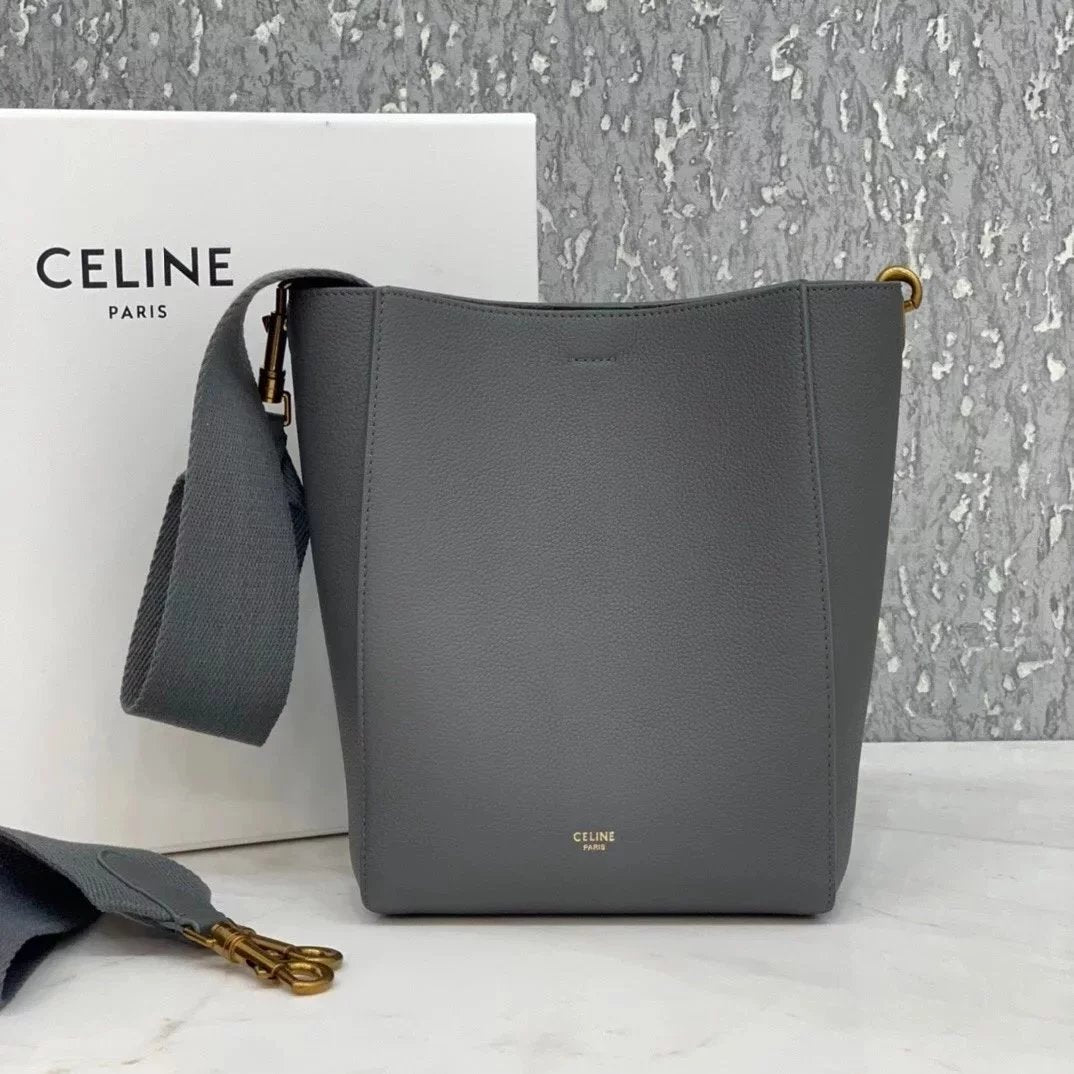 Celine women's bag Top version 【】SangleBucket Small Size Bucket Classic Lychee Grain Surface Cow Leather Wide Shoulder Strap Bucket Bag Shopping Bag Shoulder Women's Corssbody Bag