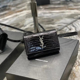 YSL Women's Bag Top version 【Original Leather Quality】2022Latest Counter Kate Caviar Cowhide Crocodile Pattern Cattle Leather Waist Bag Backpack Crossbody Bag Waist Bag Clutch Multifunctional Small Bag with Card Slot Card Holder Wallet