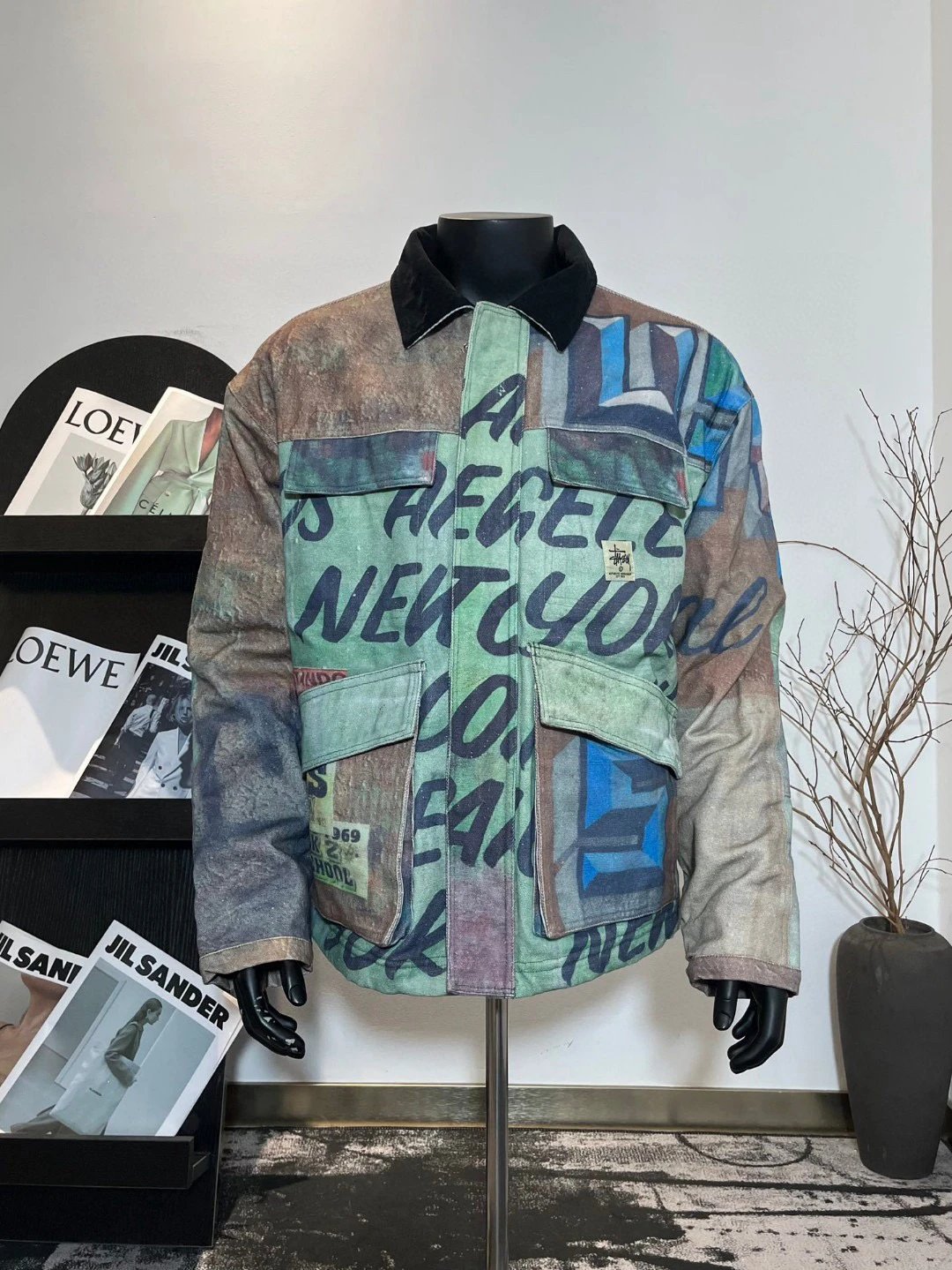 Stussy Jackets Top Version Joint Name Popular Graffiti Loose All-Match Street Trend Canvas Cotton Jacket Coat