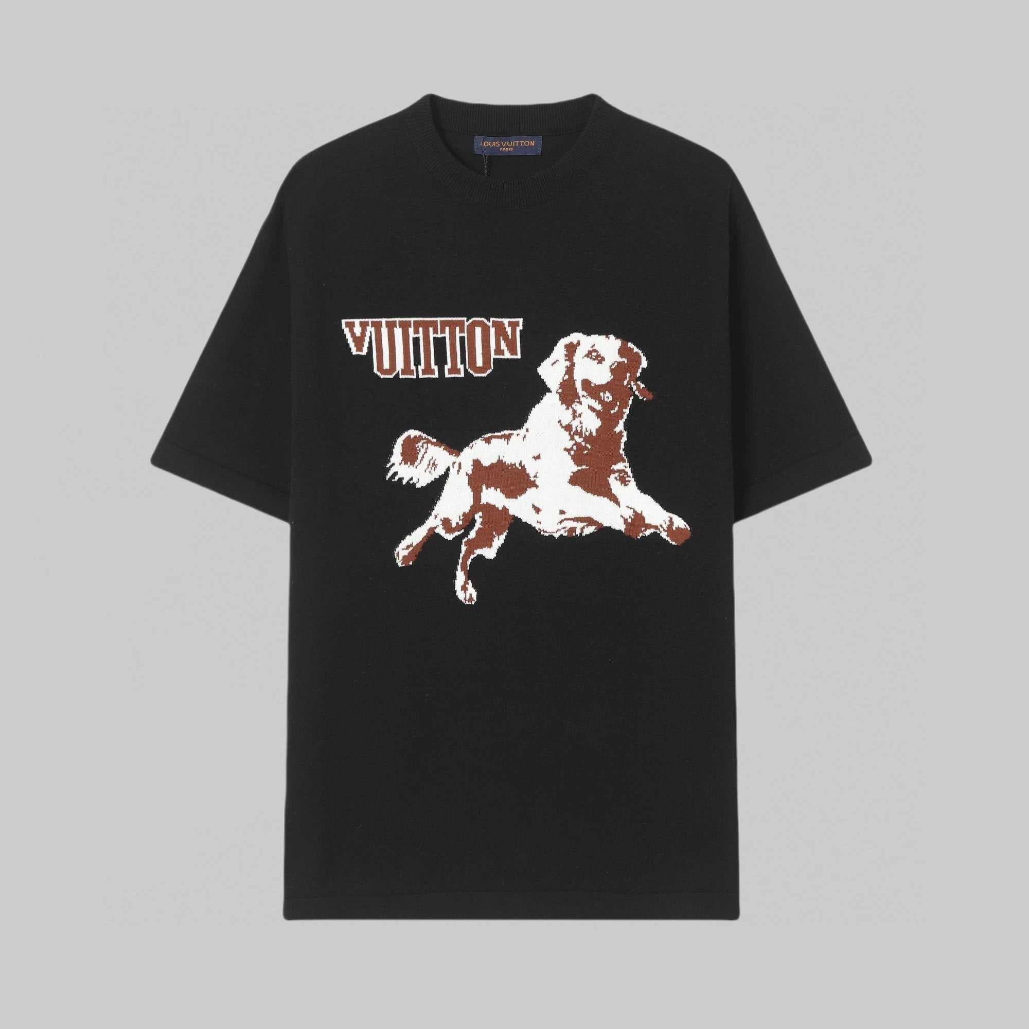 Louis Vuitton LV T-shirt Front Dog Embroidered Knit logo round Neck Short Sleeve25ss New pure cotton T Unisex T-Shirt OS Drop Shoulder Loose Fit Base Shirt Top T-Shirt Short Sleeve