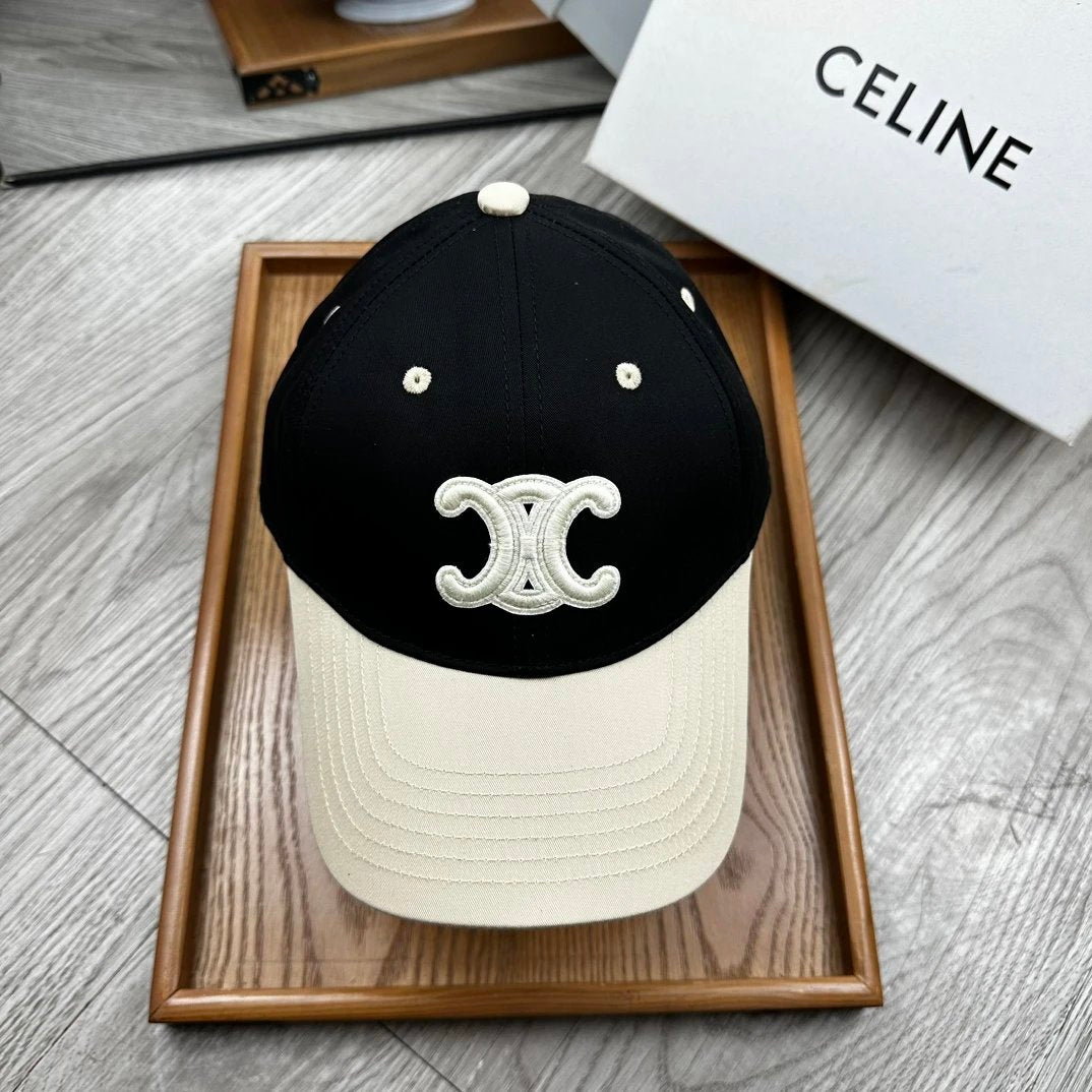 Celine Hat Color-Block Logo logo Baseball Cap Sunshade Sun Protection Duckbill Cap Slimming Face Curved Brim Versatile Large Head Circumference Sports Hat Unisex Couple Style