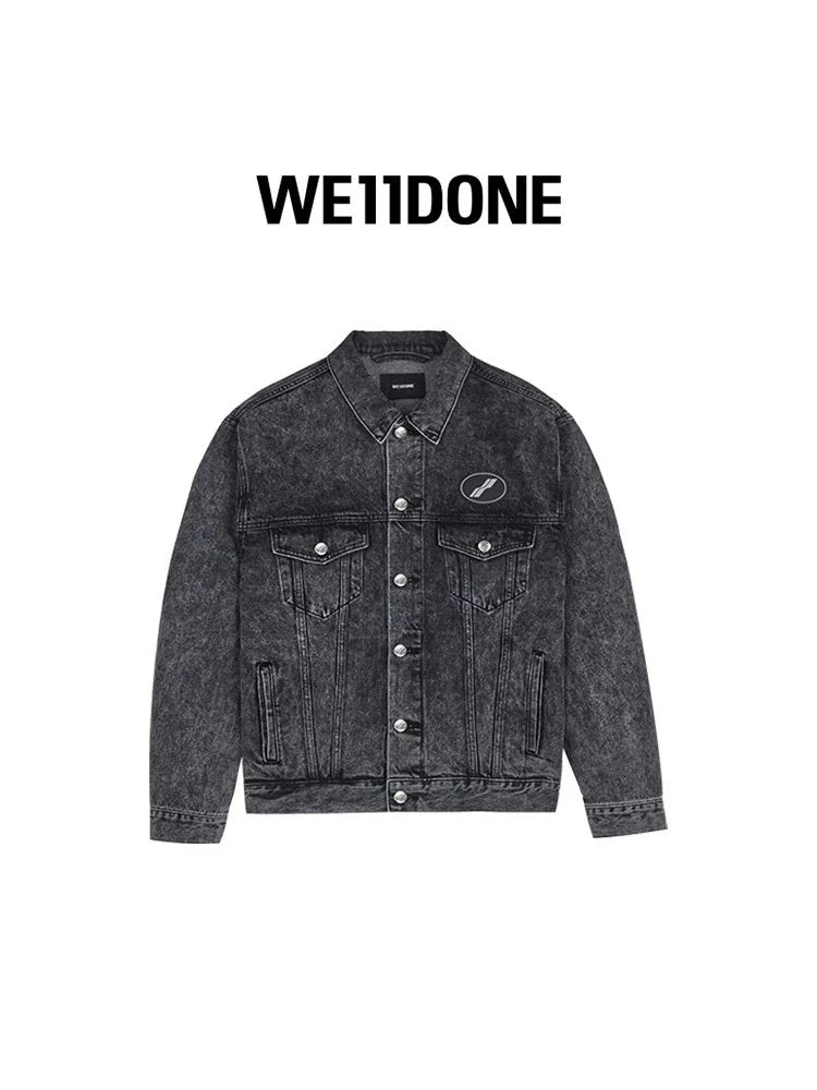 We11done Jackets Top Version Washed Old Heavy Thick Denim Jacket Loose Men's and Women's Korean-Style Lapel Retro Coat