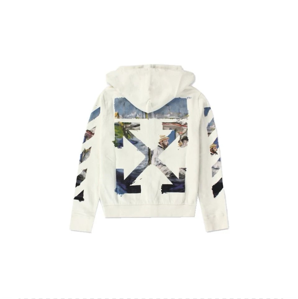 OFF -White Jackets Top Version Zipper Cardigan Outerwear Counter Same Style Heavy New Casual Hooded Sweater All-Matching Loose Hoodie Trendy Pure Cotton