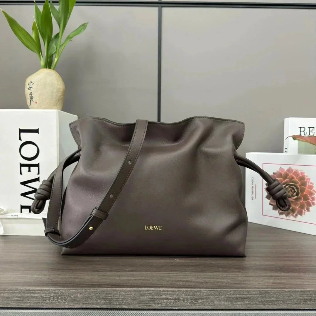 LOEWE Women's Bag Top version 【Top Version Original Leather】New Gilding logoFlamenco Lucky Bag Bag with Long Shoulder Strap Mini Napa Cow Leather Flamenco Clutch Drawstring Bucket Bag Loew New Lucky Bag Tote Bag Shoulder Bag Messenger Bag