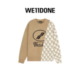 We11done Sweater Top Version Neutral Classic Color Mixing logo Printed Black Loose Casual Jacquard Long-Sleeved Sweater