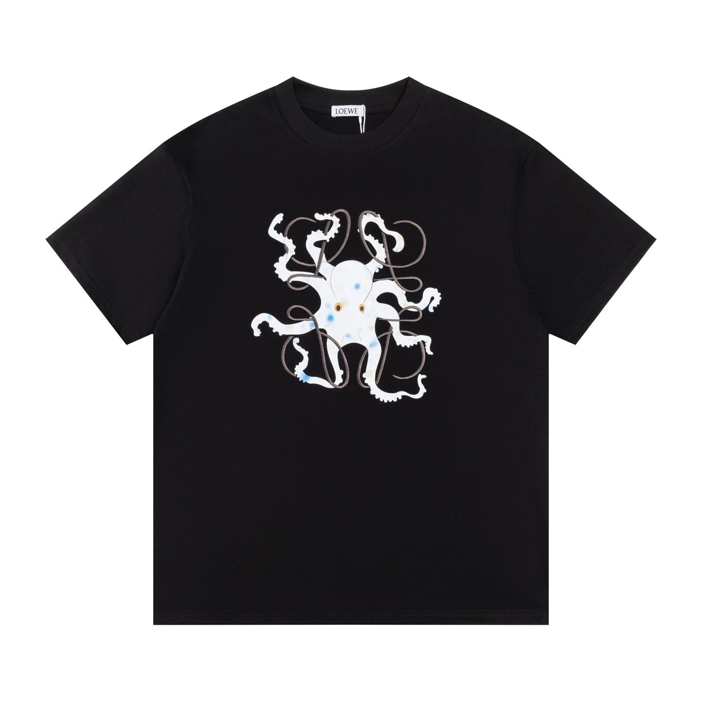 LOEWE T-shirt Octopus Print on the Chest logo round Neck Short Sleeve25ss New Pure Cotton Unisex Style T T-shirt OS Loose Fit Base Shirt Top Half Sleeve T-Shirt