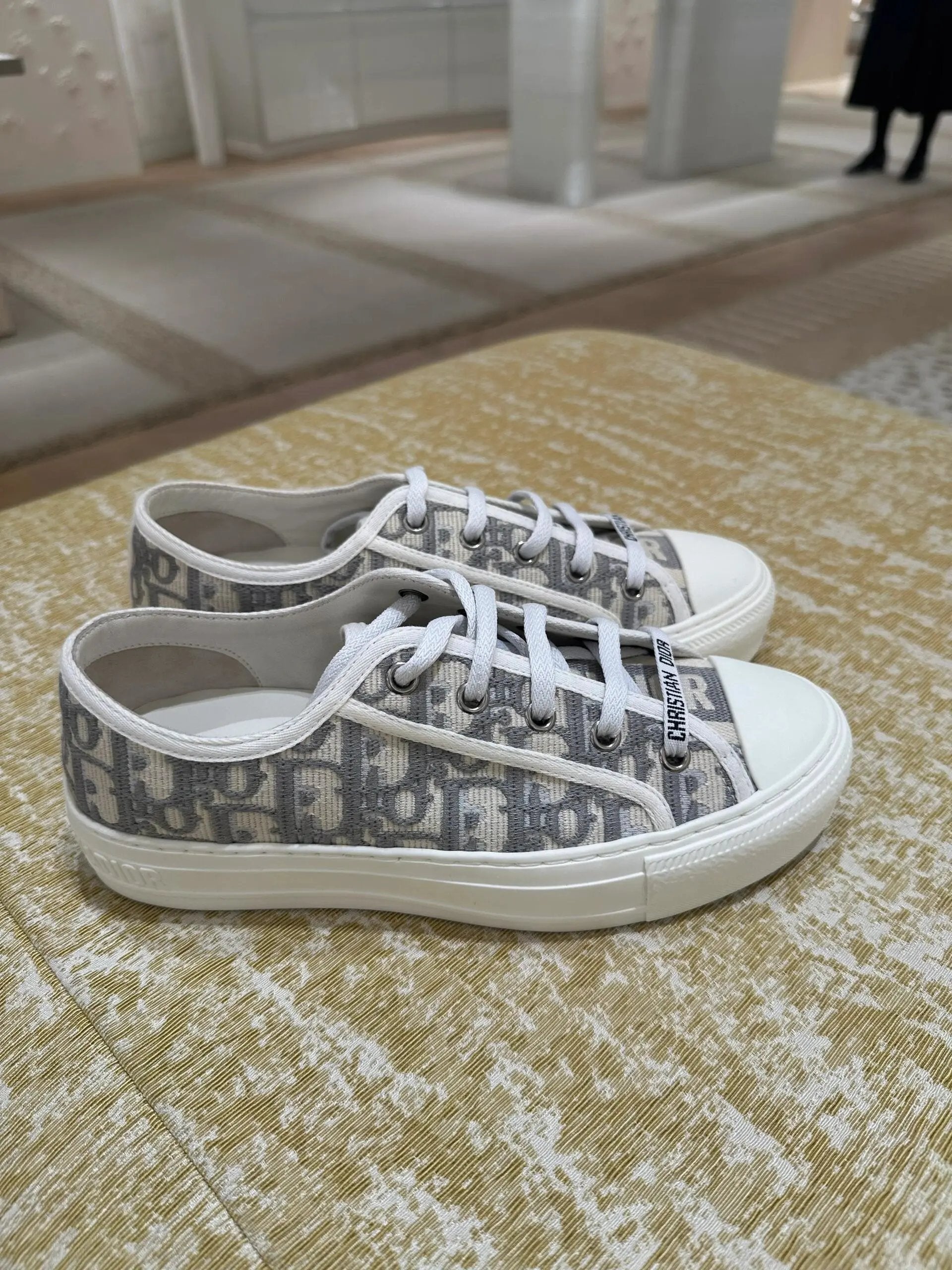 Dior Shoes Women's Casual Sneakers Embroidered Letters logo Low-Top Lace-up Platform Canvas Shoes