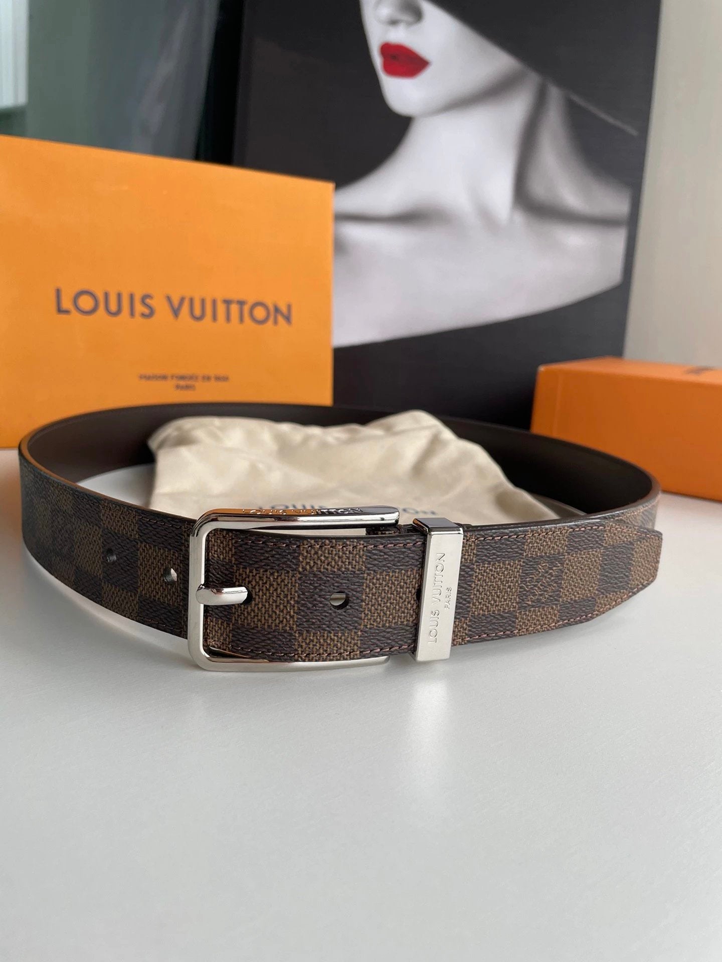 Louis Vuitton LV Belt Top version 【Counter Quality】The Most New Belt4.0cm Men's Belt Pin Buckle Men's Leather Belt with Classic Presbyopic Checkered Belt with Genuine Goods Packaging No Problem in and out of the Counter Versatile Casual Fashion Formal Wea