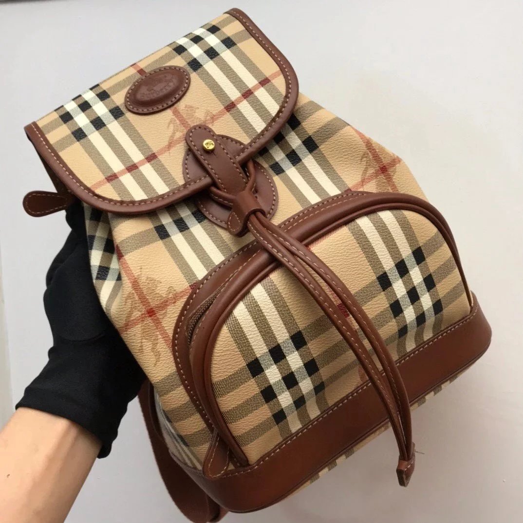 Burberry backpack Top version 【Original Order】New Backpack Classic Plaid First Layer Calfskin Schoolbag Backpack Travel Mountain Climbing Men's and Women's Bags500112