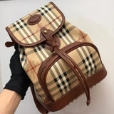Burberry backpack Top version 【Original Order】New Backpack Classic Plaid First Layer Calfskin Schoolbag Backpack Travel Mountain Climbing Men's and Women's Bags500112