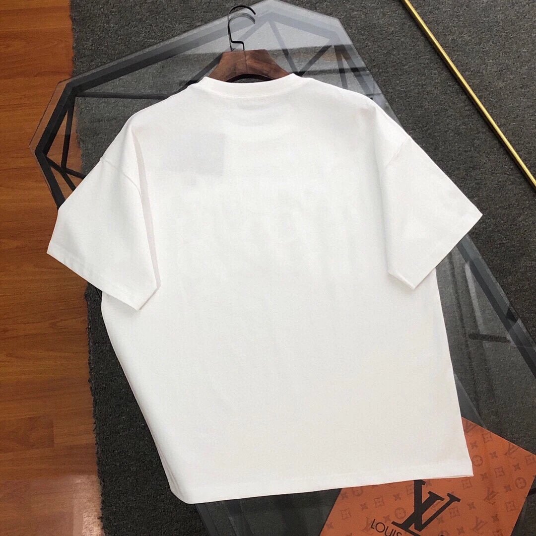 PRADA T-shirt Chest Red Tape logo Round neck short-sleeve pure cotton T T-shirt ins Unisex Simple Summer New Casual Base Shirt T-Shirt