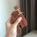 Hermes Belt Top version Women's Thin Belt Double-Sided Imported First Layer Calfskin Double-Sided Letters h Buckle Belt Skirt Shaped Accessory Women's Belt2.5Centimeter Wide