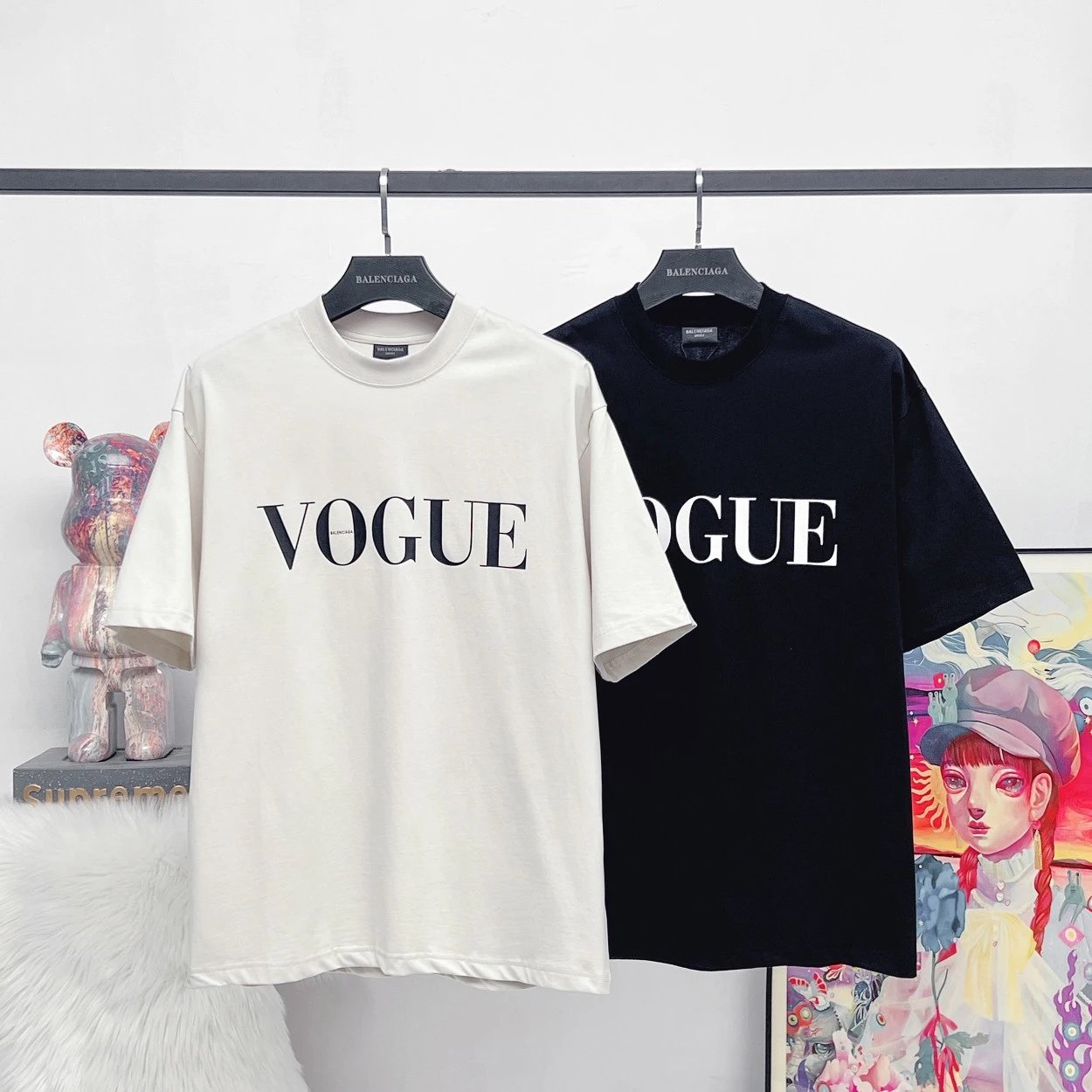 Balenciaga T-shirt Joint Name Vogue Limited Edition Lighthouse Night View logo round Neck Short Sleeve25ss New pure cotton T Unisex T-Shirt OS Loose Fit Base Shirt Top T-Shirt Short Sleeve