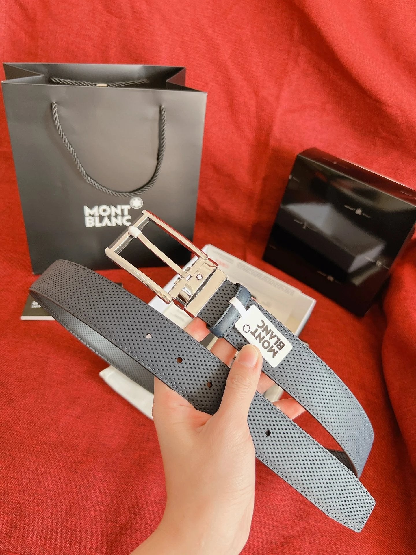 Montblanc Belt Top version Business Casual Belt Belt High Quality Double-Sided Head Layer Cowhide with Steel Buckle Men's Leather Belt Fashion All-Match Business Belt Double-Sided Available3.5