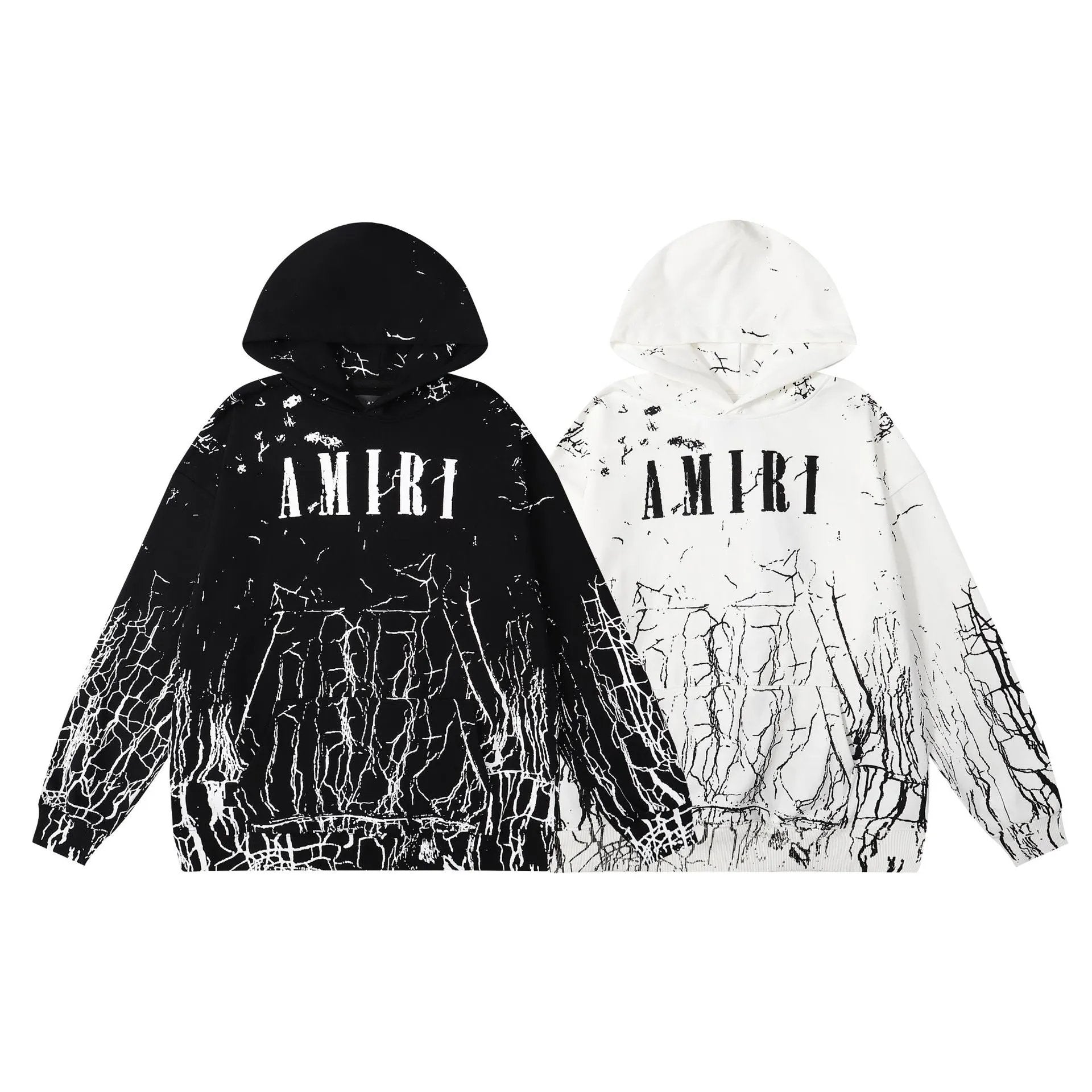 Amiri Hoodie 2024Autumn and Winter New Crack logo Printed Hoodie Same Style for Men and Women