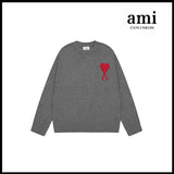Ami Sweater Knitwear Classic round Neck Big Heart Jacquard Pullover Sweater Loose and Idle Sense Casual Couple Outfit-CY