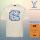 Louis Vuitton LV T-shirt Chest Old Flower Print logo round Neck Short Sleeve25ss New Pure Cotton Unisex Style T T-shirt OS Loose Fit Base Shirt Short Sleeve Top T-Shirt