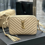 YSL Women's Bag Top version 【Genuine Goods Original Leather】24New Version LouLoubag Camera Bag Small Size23m Tassel Bag Shoulder Bag Crossbody Bag Yang Shulin Women's Bag Back Open Buckle Compartment Camera Bag520534