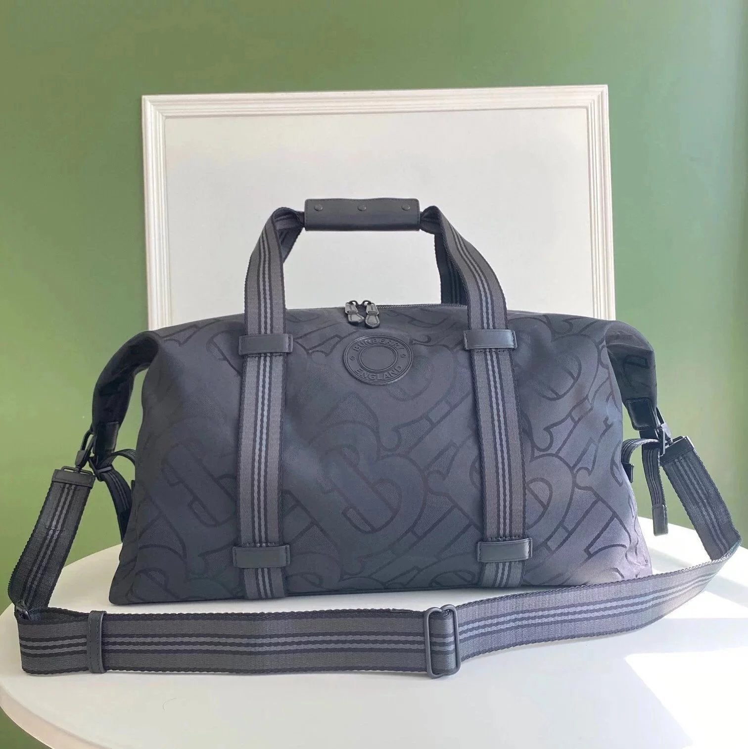 Burberry backpack Top version New Large Capacity TB Printed Travel Bag First Layer Cowhide Stitching Canvas Travel Bag Unisex Storage Bag Luggage Bag