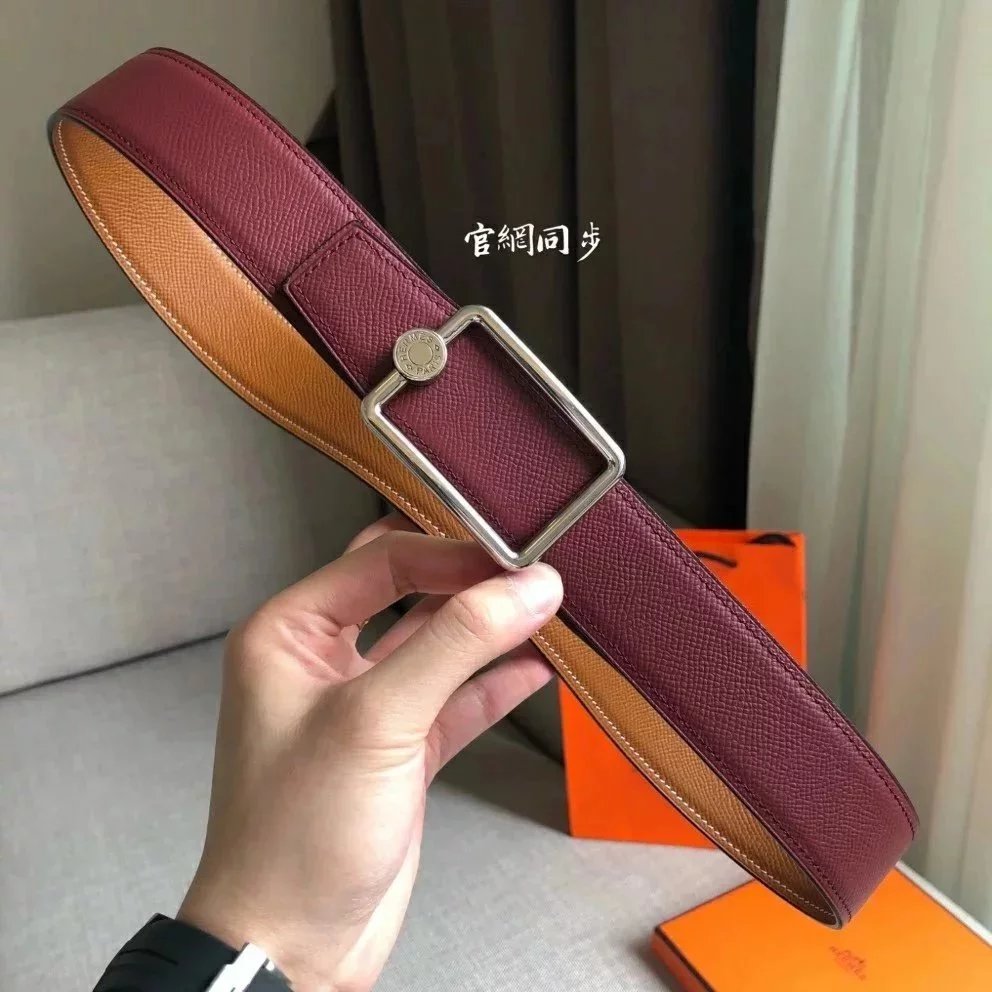 Hermes Belt Top version Men H Buckle Leather Calfskin Business Casual Double-Sided Available Belt