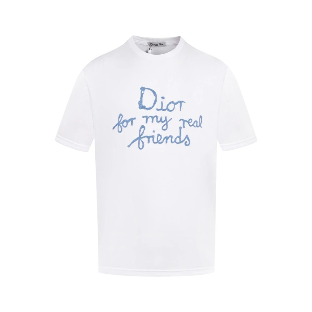 Dior T-shirt Chest Letter Embroidery logo round Neck Short Sleeve25ss New Pure Cotton Unisex Style T Casual T-Shirt Base Layer Shirt OS Loose Fit Half Sleeve Top Plus Size