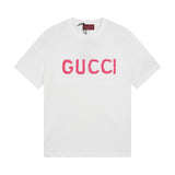 Gucci T-shirt Red brand on the chest logo round Neck Short Sleeve25ss New pure cotton T Unisex T-Shirt OS Drop Shoulder Loose Fit Base Shirt Top T-Shirt Short Sleeve