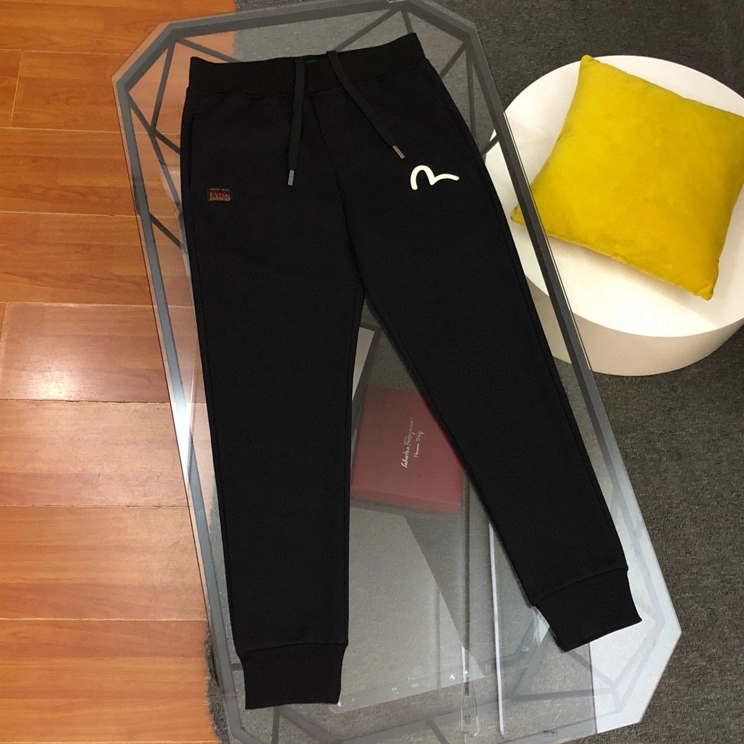 Evisu Sweatpants Top Version Counter Same Style Cotton Sweat Pants Same Style for Men and Women Loose Fashion Brand2024Versatile Casual Pants Sports Trousers