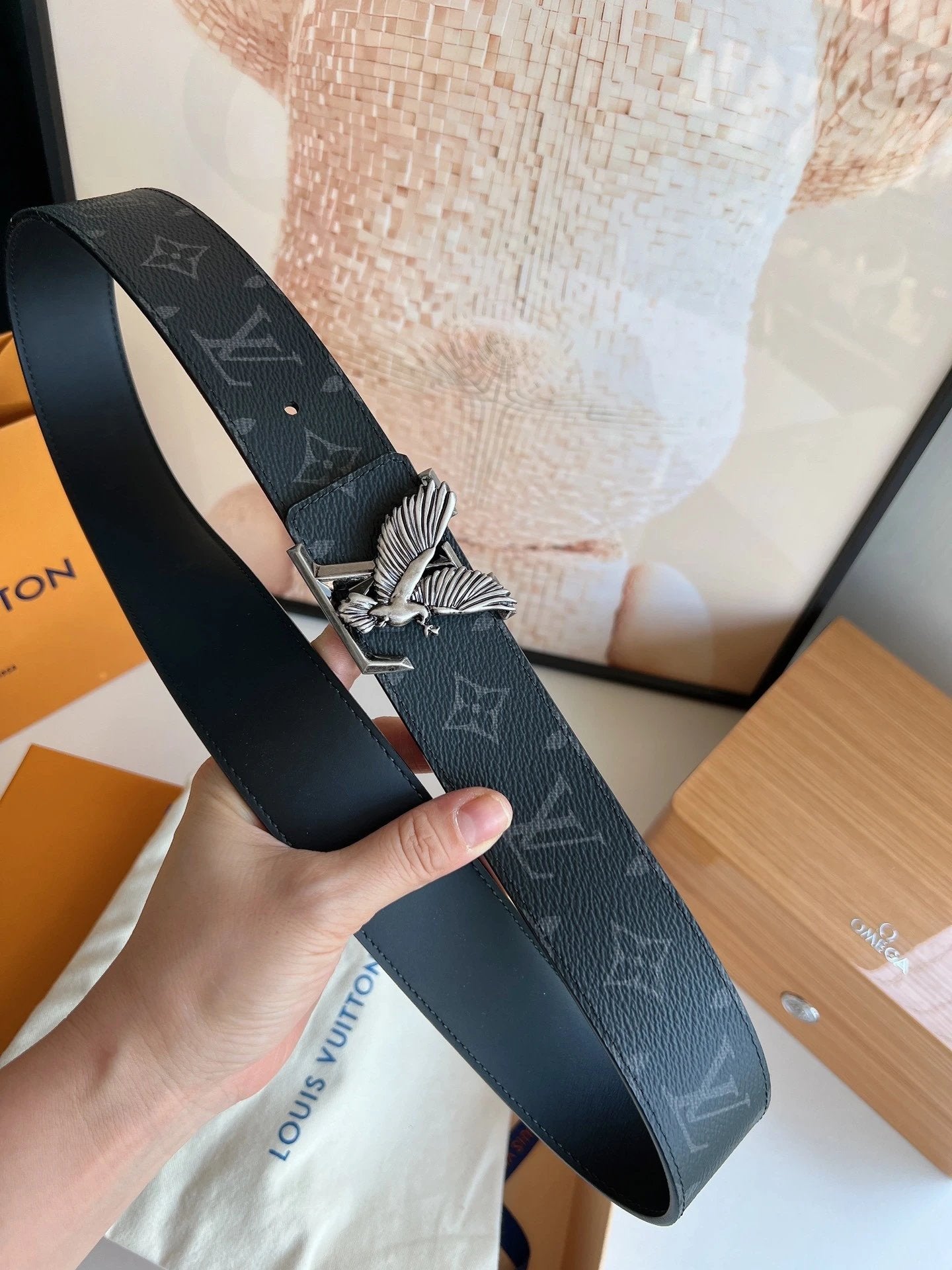 Louis Vuitton LV Belt Top version 【Counter Quality】The Most New Belt4.0cm Men's Belt Men's Leather Belt with Classic Presbyopic Checkerboard Plaid Belt with Genuine Goods Packaging in and out of the Counter No Problem Versatile Casual Fashion Formal Wear