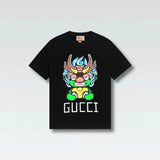 Gucci T-shirt Cartoon Kirin Print on the Chest logo round Neck Short Sleeve25ss New Pure Cotton Unisex Style T Casual T-Shirt Base Layer Shirt OS Loose Fit Half Sleeve Top Plus Size