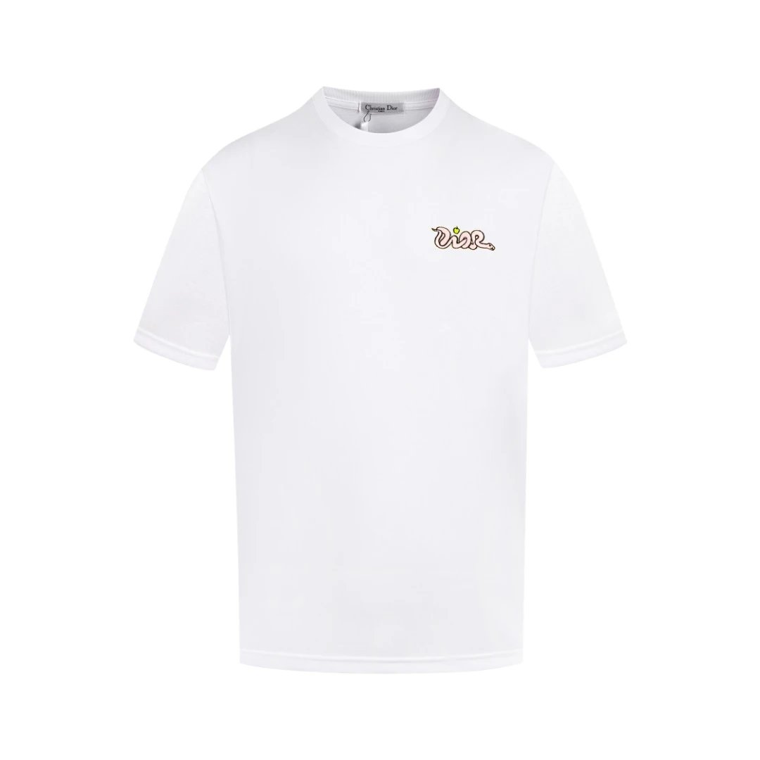 Dior T-shirt Year of the Snake Letter Embroidery on the Chest logo round Neck Short Sleeve25ss New pure cotton T Unisex T-Shirt OS Loose Fit Base Shirt Top Half Sleeve T-Shirt