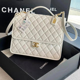 Chanel Women's Bag Top version 【New Arrivals】Best-selling new type Jennie Same Style22K Backpack Black Patent Leather Rhombic Lychee Leather Backpackage Backpack Sports Bag Travel Bag Women's Bag Luggage Bag Portable Women's Briefcase AS3662