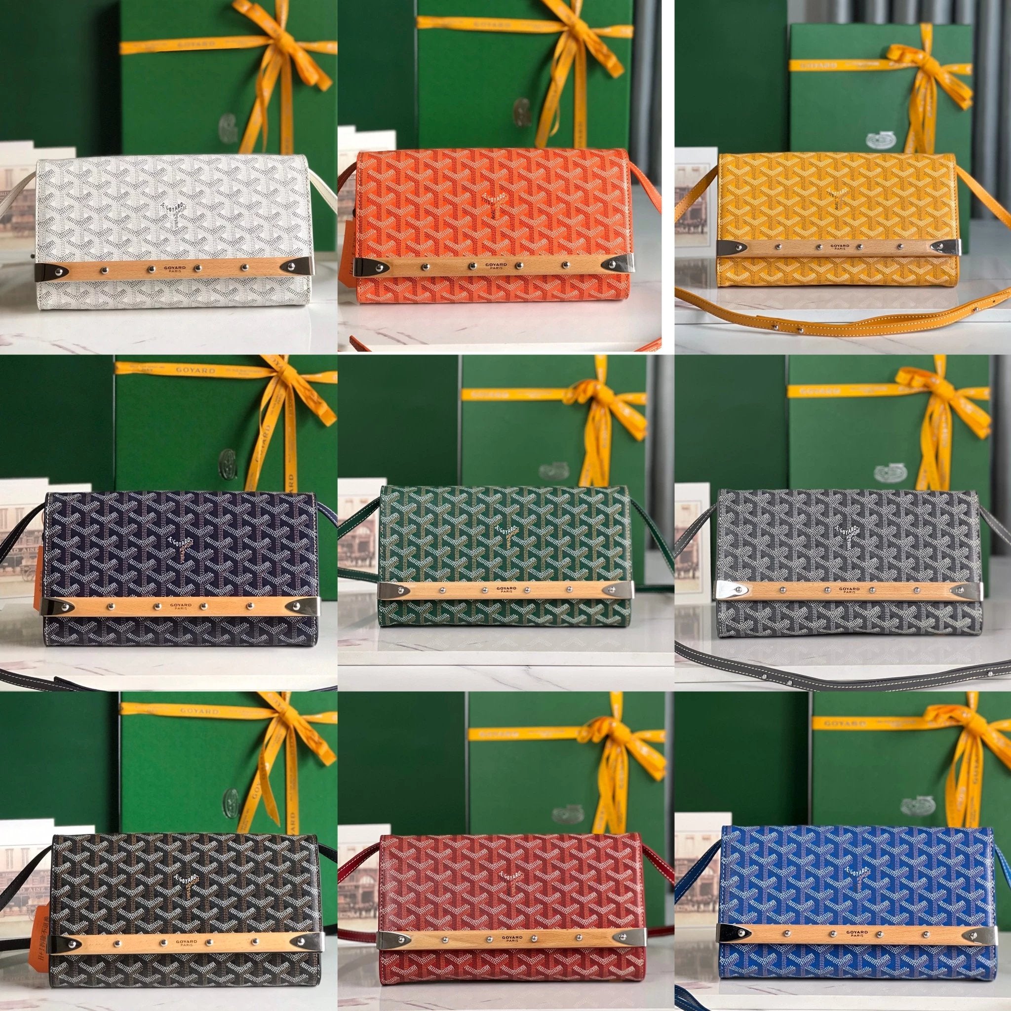 Goyard Bag Top version 【Original Leather】New Monte-Carlo Small Size Clutch Mobile Phone Bag WOC Envelope Package Small Bag Crossbody Bag Shoulder Bag Mobile Phone Bag Parent Wallet Handbag Women's Bag