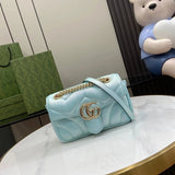 Gucci Women's Bag Top version 【High Version Original Leather】2024Early Spring New marmont Mermaid Laser Magic Color Ma Meng Bao's Home Mermaid Magic Color Pearl Color Love Chain Bag Ma Meng Fang Fat Bag443497