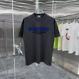 Burberry T-shirt Unique Letter Print on Chest logo round Neck Short Sleeve25ss New Pure Cotton Unisex Style T Casual T-Shirt Base Layer Shirt OS Loose Fit Half Sleeve Top Plus Size