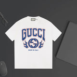 Gucci T-shirt Unique Large Letter Print on Chest logo round Neck Short Sleeve25ss New pure cotton T Unisex T-Shirt OS Drop Shoulder Loose Fit Base Shirt Top T-Shirt Short Sleeve