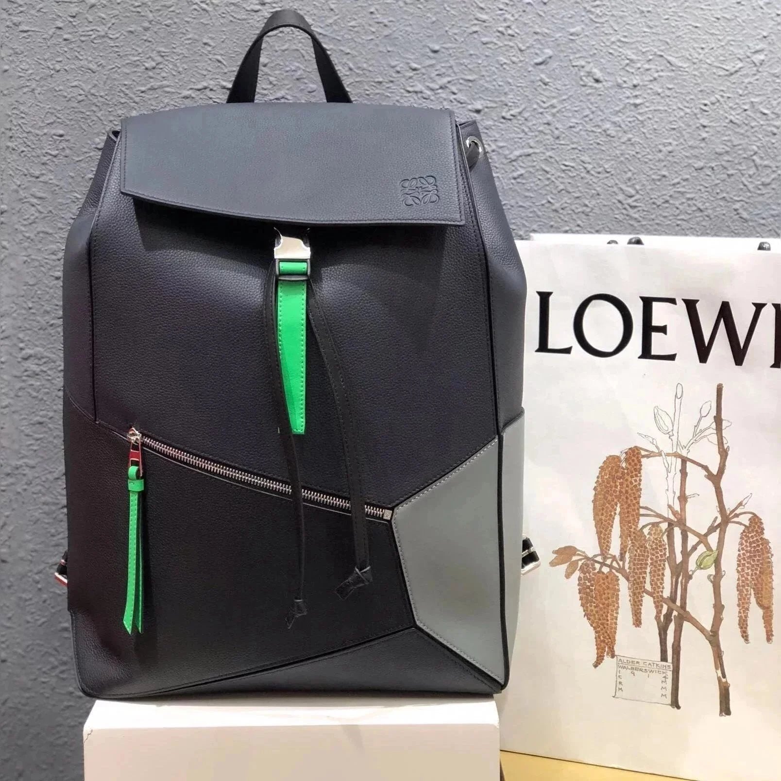 LOEWE Backpack Top version 【Premium Version】puzzlebackpack Series Leather Patchwork Genuine Goods Calfskin Backpack Unisex Backpack Bag Backpack Schoolbag Travel Bag