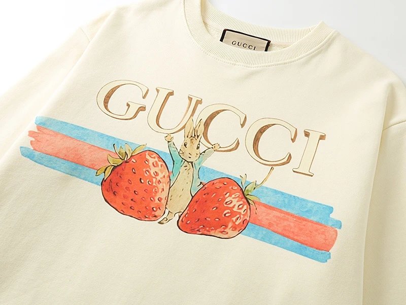 Gucci Hoodie Strawberry Printing logo Round Neck Sweatshirt Long Sleeve Base Shirt Jacket Top Fashion Unisex Sports Casual Loose Fit Versatile Autumn Winter New Arrival