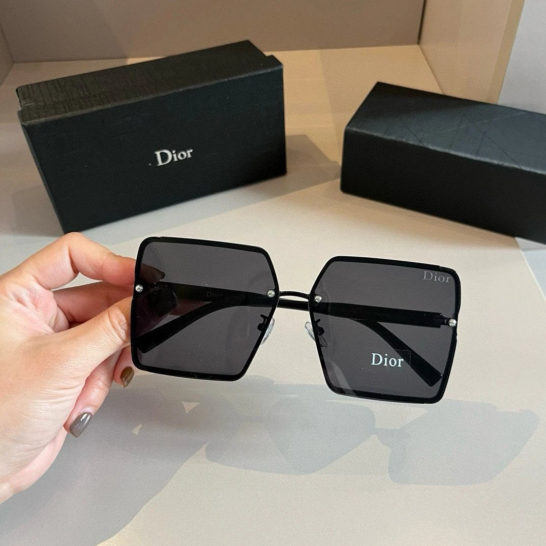 Dior Sunglasses Square Frame Sunglasses Slimming Non-Prescription Driving Beach Fishing Unisex Couple Style UV Protection25ss New Sports Casual Versatile