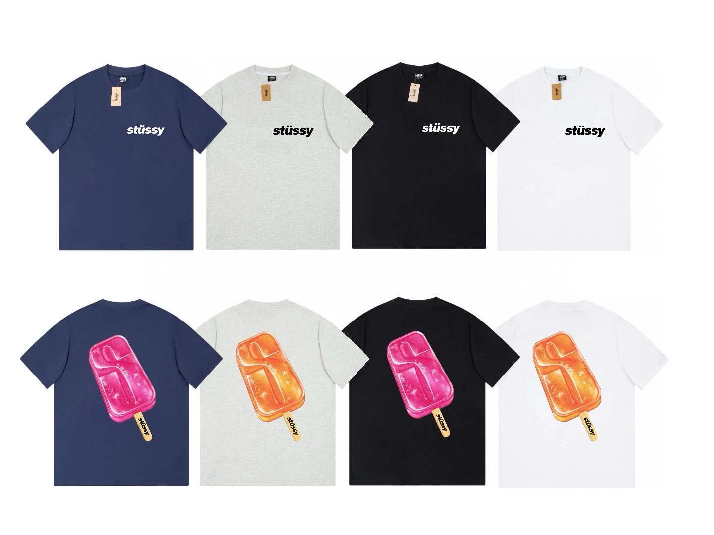 Stussy T-shirt Top Version Short Sleeve T T-shirt American Fashion Brand Modern Graffiti Cursive Script Printed Male and Female Couples Wear Loose