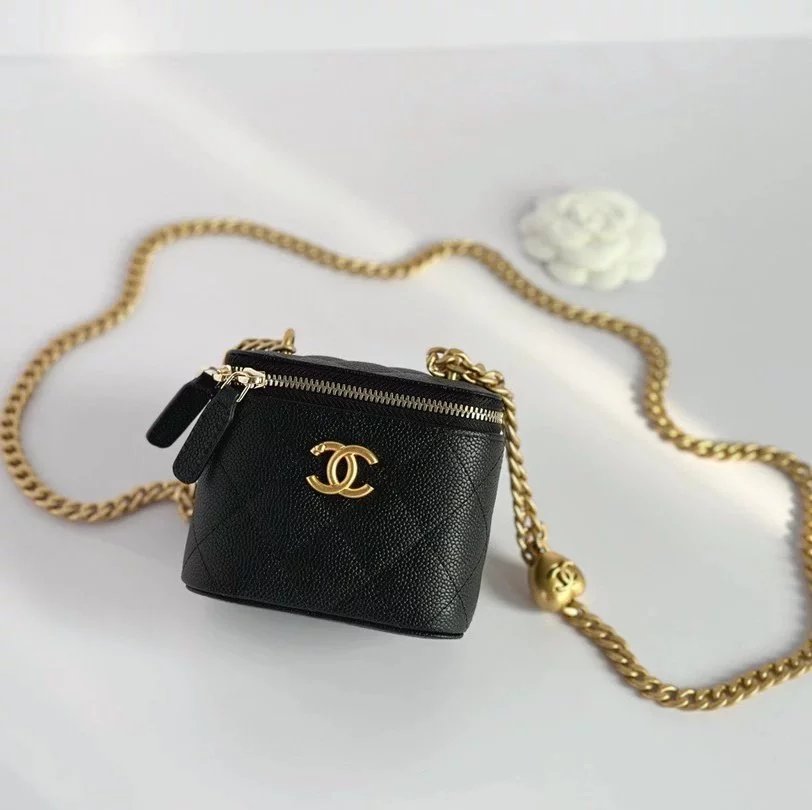 Chanel Women's Bag Top version 【Surrogate Shopping Version Original Leather】Small2023New Year Love Adjustable Buckle Lipstick Box Bag Cosmetic Bag Love Box Bag Caviar Cowhide23P Latest Love Adjustable Buckle Box Bag Women's Bag Summer Essential Small Bag