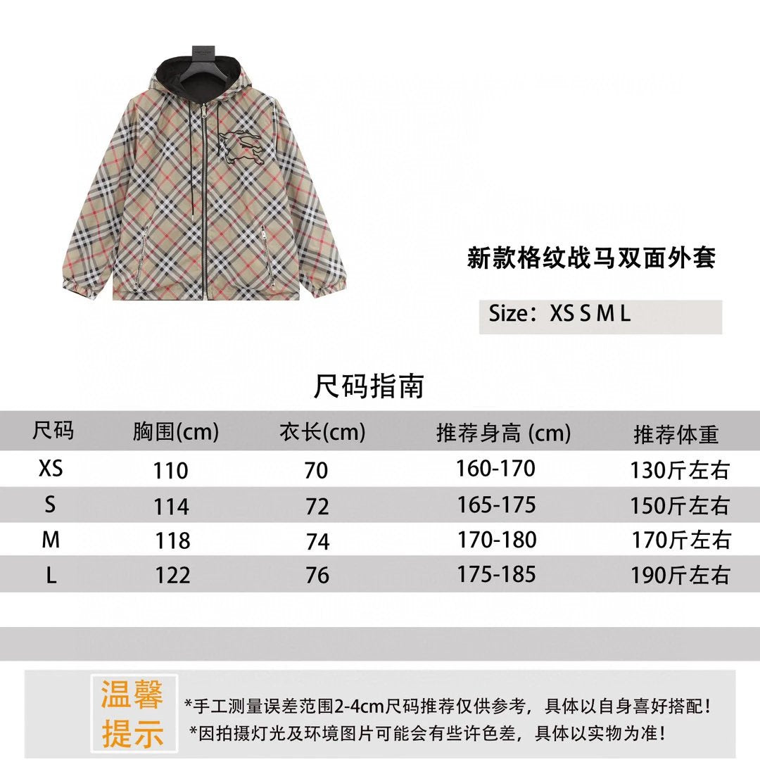 Burberry Jackets New Plaid Horse Double-Sided Coat for Men and Women