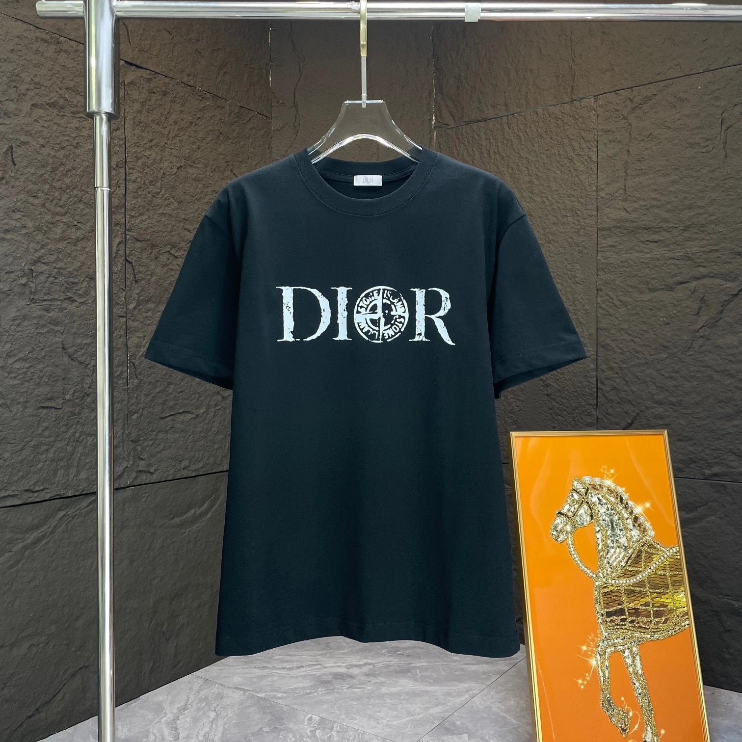Dior T-shirt Chest Letter Pattern Print logo round Neck Short Sleeve25ss New Pure Cotton Unisex Style T T-shirt OS Loose Fit Base Shirt Half Sleeve T-Shirt Top Half Sleeve