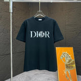 Dior T-shirt Chest Letter Pattern Print logo round Neck Short Sleeve25ss New Pure Cotton Unisex Style T T-shirt OS Loose Fit Base Shirt Half Sleeve T-Shirt Top Half Sleeve